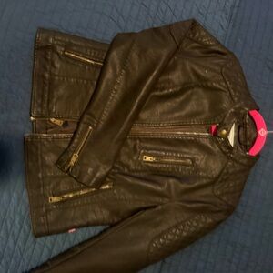 Levi Black Leather Jacket with Gold Accents